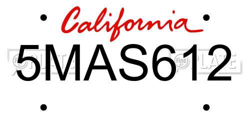 5MAS612 California License Plate