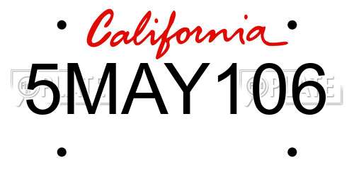 5MAY106 California License Plate