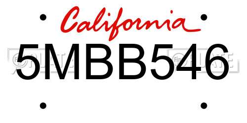 5MBB546 California License Plate