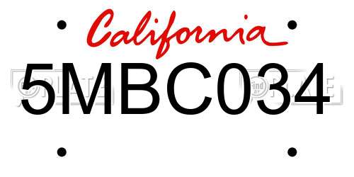 5MBC034 California License Plate