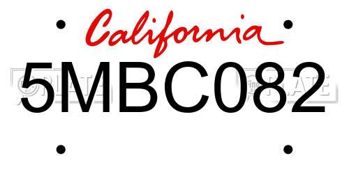 5MBC082 California License Plate