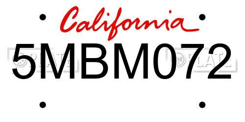 5MBM072 California License Plate