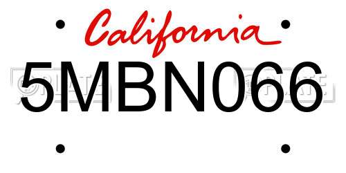 5MBN066 California License Plate