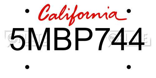 5MBP744 California License Plate