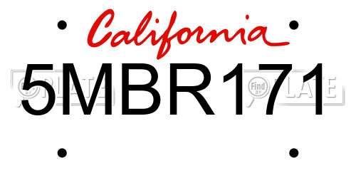 5MBR171 California License Plate
