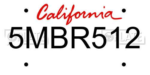 5MBR512 California License Plate