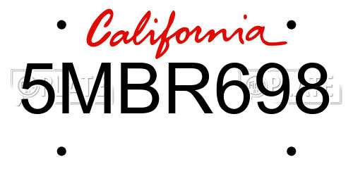 5MBR698 California License Plate