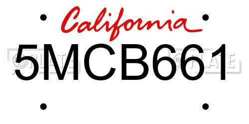 5MCB661 California License Plate
