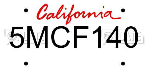 5MCF140 California License Plate