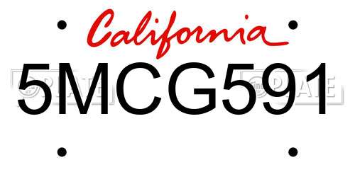 5MCG591 California License Plate
