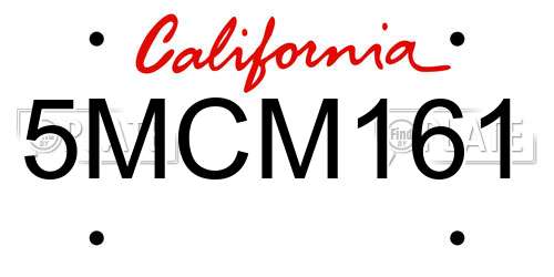 5MCM161 California License Plate
