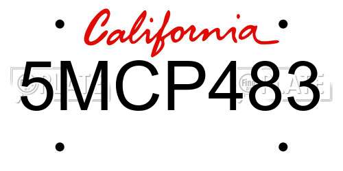 5MCP483 California License Plate