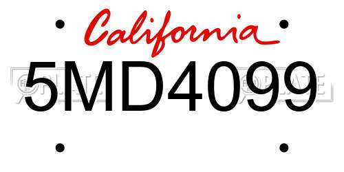 5MD4099 California License Plate