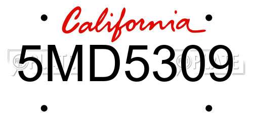 5MD5309 California License Plate