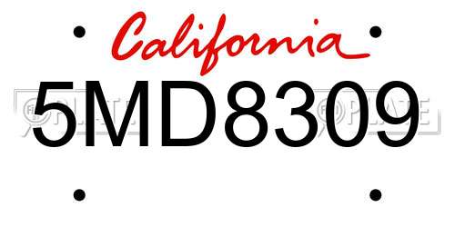 5MD8309 California License Plate