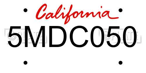 5MDC050 California License Plate