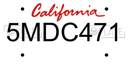 5MDC471 California License Plate
