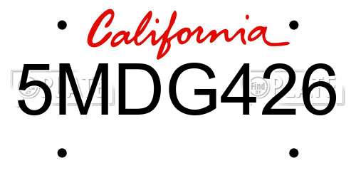 5MDG426 California License Plate