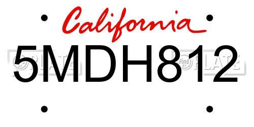 5MDH812 California License Plate