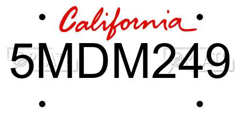 5MDM249 California License Plate