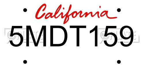 5MDT159 California License Plate
