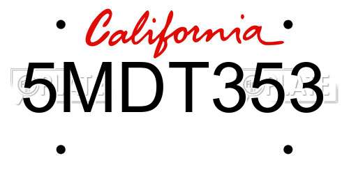 5MDT353 California License Plate