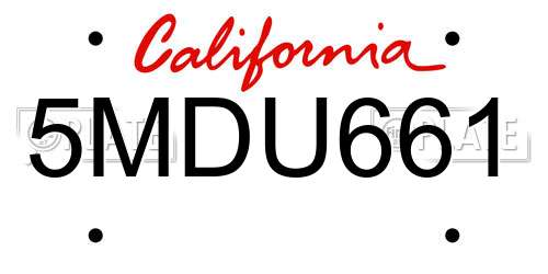 5MDU661 California License Plate
