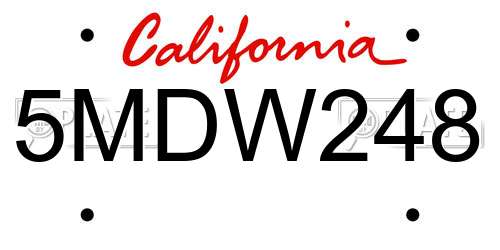 5MDW248 California License Plate