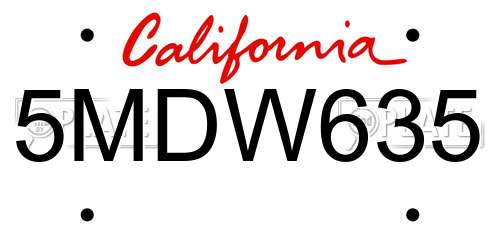 5MDW635 California License Plate