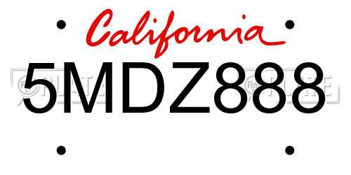 5MDZ888 California License Plate