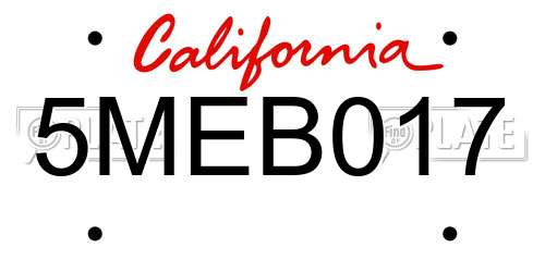 5MEB017 California License Plate