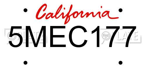 5MEC177 California License Plate