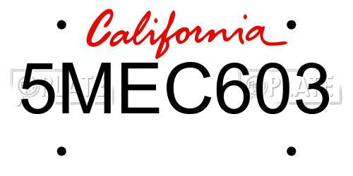 5MEC603 California License Plate