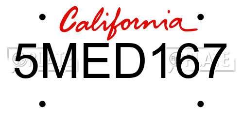 5MED167 California License Plate