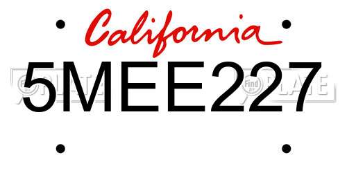 5MEE227 California License Plate