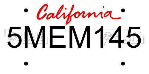 5MEM145 California License Plate