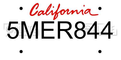 5MER844 California License Plate