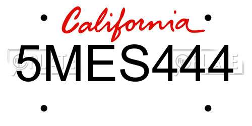 5MES444 California License Plate