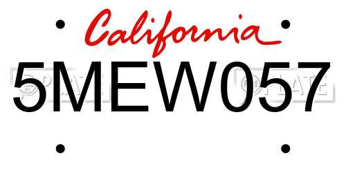 5MEW057 California License Plate
