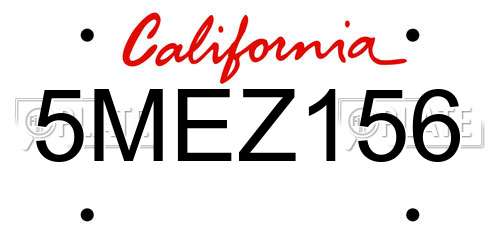 5MEZ156 California License Plate