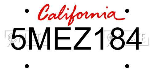 5MEZ184 California License Plate