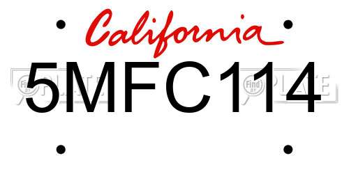 5MFC114 California License Plate