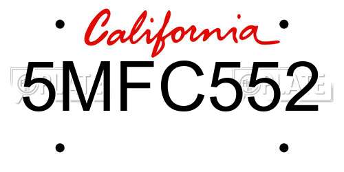5MFC552 California License Plate