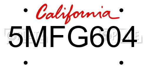 5MFG604 California License Plate