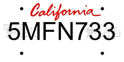 5MFN733 California License Plate