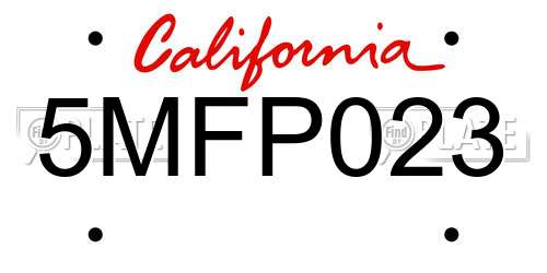 5MFP023 California License Plate