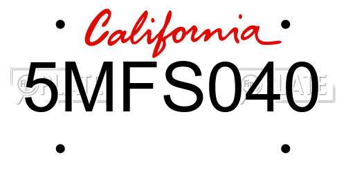 5MFS040 California License Plate