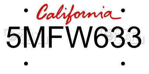 5MFW633 California License Plate