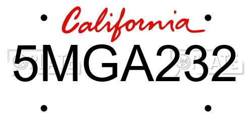 5MGA232 California License Plate