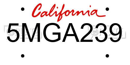5MGA239 California License Plate